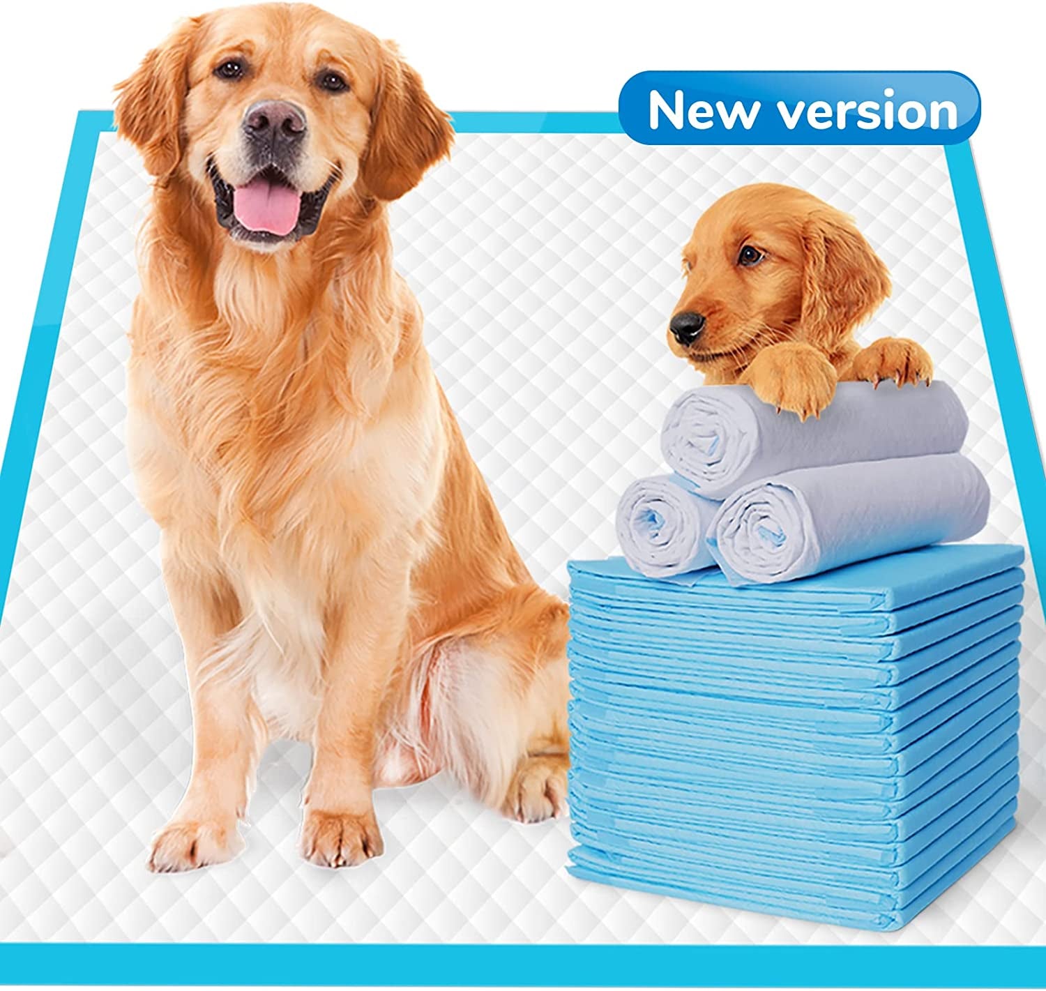 Extra Large Dog Pee Pads, Thicker Design for Super Absorbent and Leak Proof Pads, Disposable Potty Training Pads for Dogs, Puppy Pads XL, 28X34 Inches(120-Count, Blue)