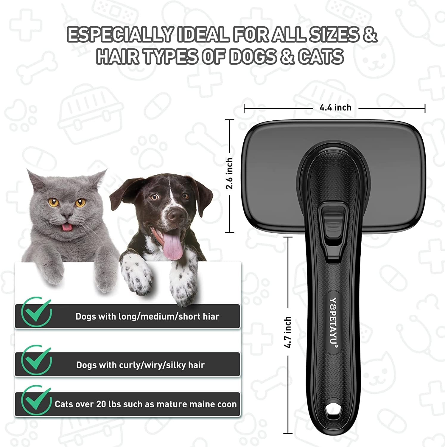 Dogs Cats Self Cleaning Slicker Brush for Shedding and Grooming Long Short Hair, Pain-Free Removes Loose Undercoat, Tangles, Knots with Massage Particles for Small Medium Large for All Hair Types